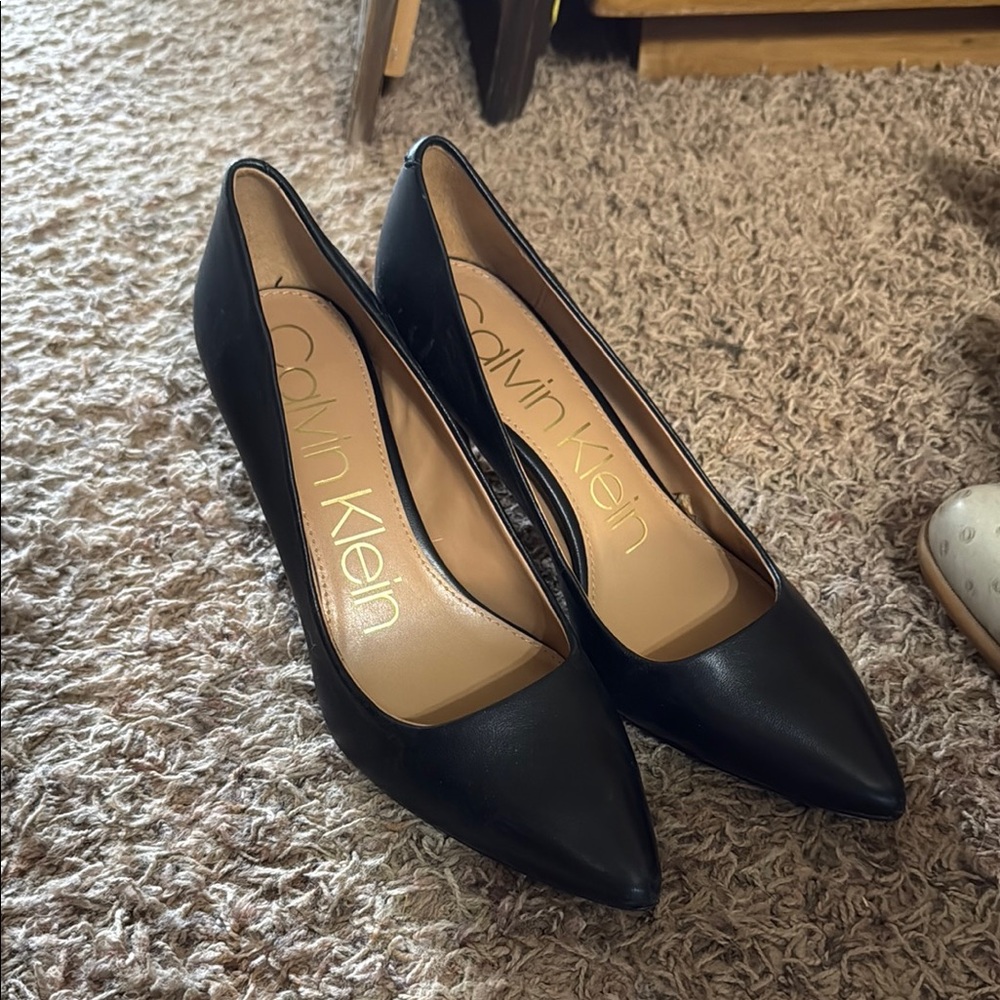 Calvin Klein Black Pointed-Toe Heels
